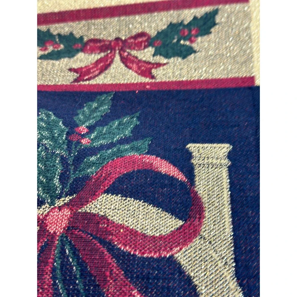 Tapestry Christmas Stocking Panel French Horn Navy 13 x 18 VTGCotton Craft Decor